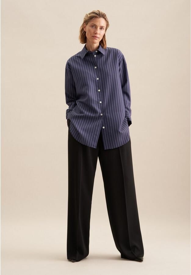 Seidensticker Lange blouse Zwarte roos Lange mouwen kraag strepen - Foto 4