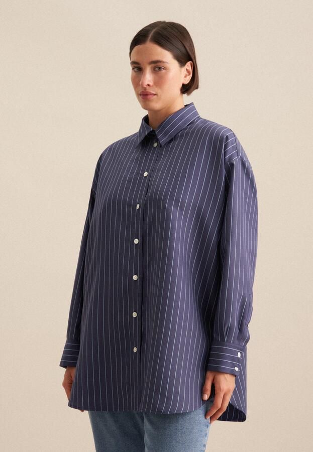 Seidensticker Lange blouse Zwarte roos Lange mouwen kraag strepen - Foto 8