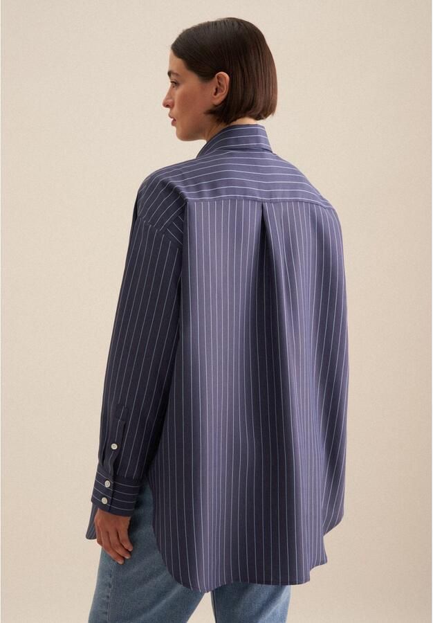 Seidensticker Lange blouse Zwarte roos Lange mouwen kraag strepen - Foto 4