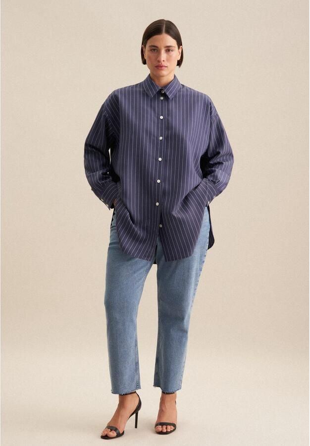 Seidensticker Lange blouse Zwarte roos Lange mouwen kraag strepen - Foto 5