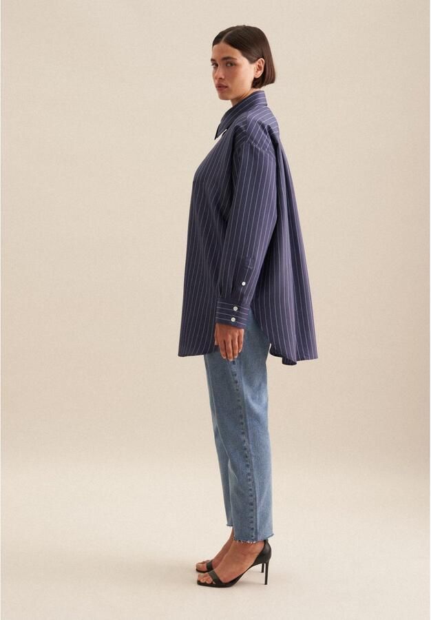 Seidensticker Lange blouse Zwarte roos Lange mouwen kraag strepen - Foto 6