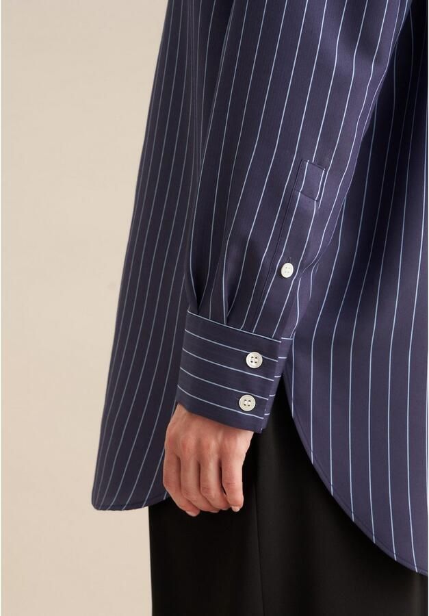 Seidensticker Lange blouse Zwarte roos Lange mouwen kraag strepen - Foto 3