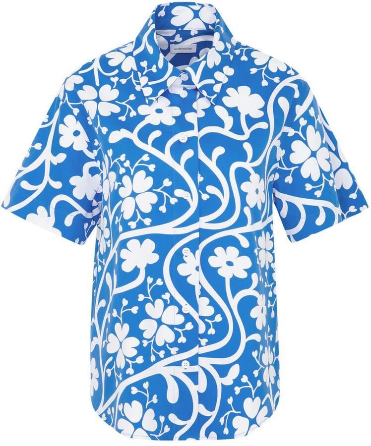 Seidensticker Overhemdblouse Zwarte roos Korte mouwen kraag print