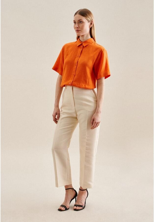 Seidensticker Overhemdblouse Zwarte roos Korte mouwen kraag uni - Foto 5