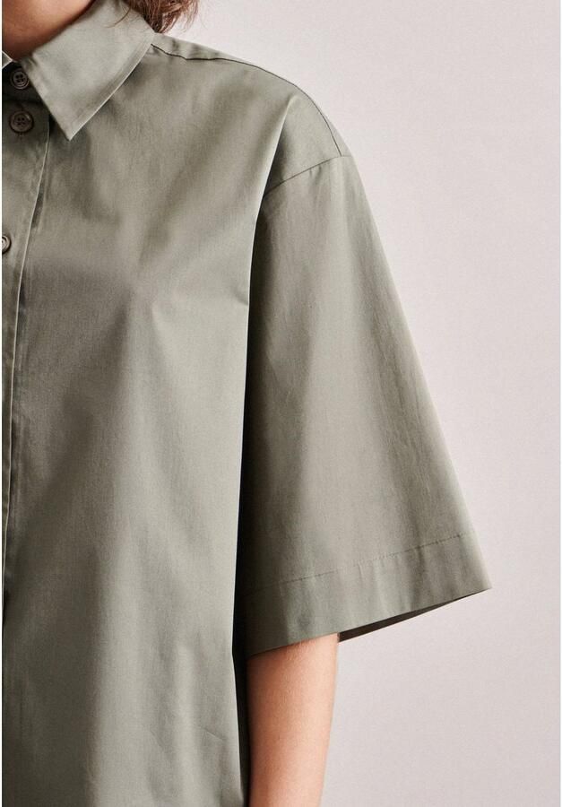 Seidensticker Overhemdblouse Zwarte roos Korte mouwen kraag uni - Foto 2