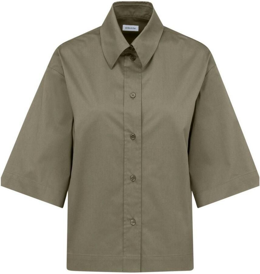 Seidensticker Overhemdblouse Zwarte roos Korte mouwen kraag uni