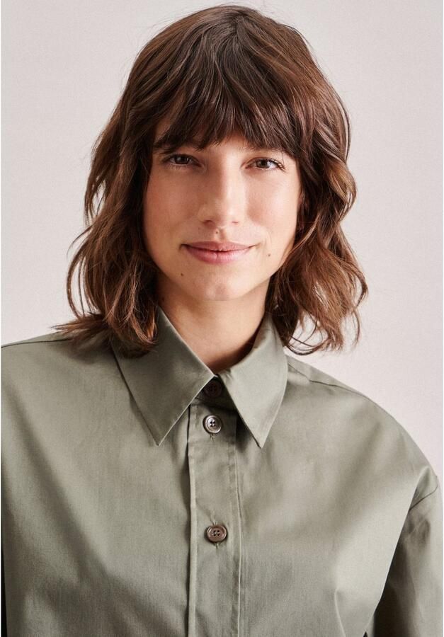 Seidensticker Overhemdblouse Zwarte roos Korte mouwen kraag uni - Foto 3