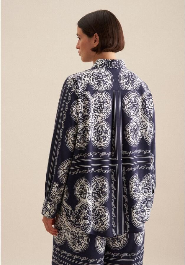 Seidensticker Overhemdblouse Zwarte roos Langarm kraag sjaalprint - Foto 2