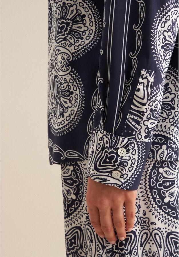 Seidensticker Overhemdblouse Zwarte roos Langarm kraag sjaalprint - Foto 6