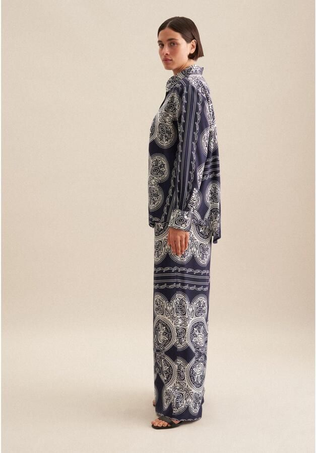 Seidensticker Overhemdblouse Zwarte roos Langarm kraag sjaalprint - Foto 5