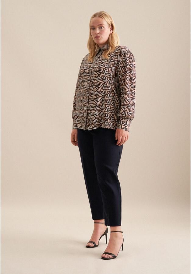 Seidensticker Overhemdblouse Zwarte roos Lange mouwen kraag geometrische motieven - Foto 2