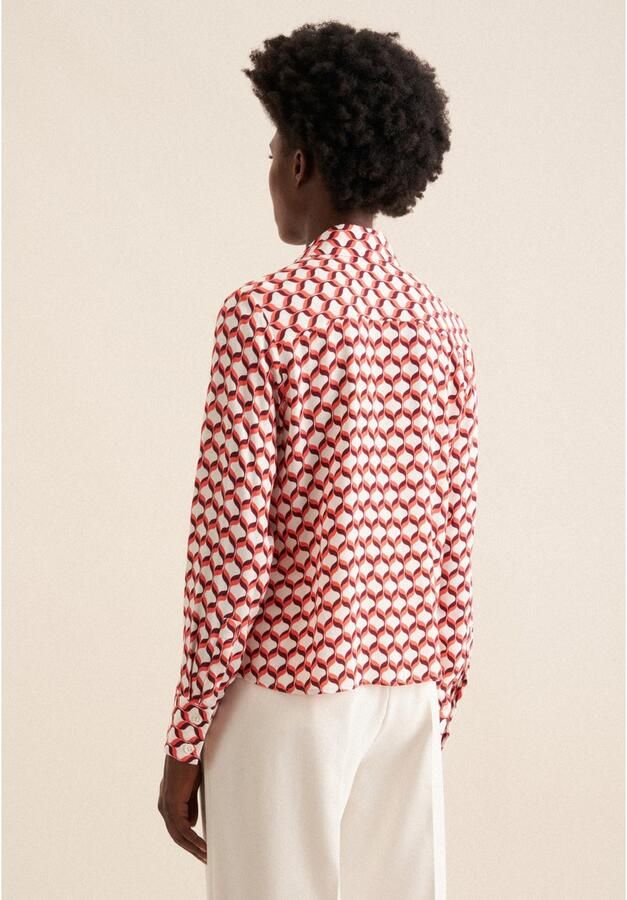 Seidensticker Overhemdblouse Zwarte roos Lange mouwen kraag geometrische motieven - Foto 4