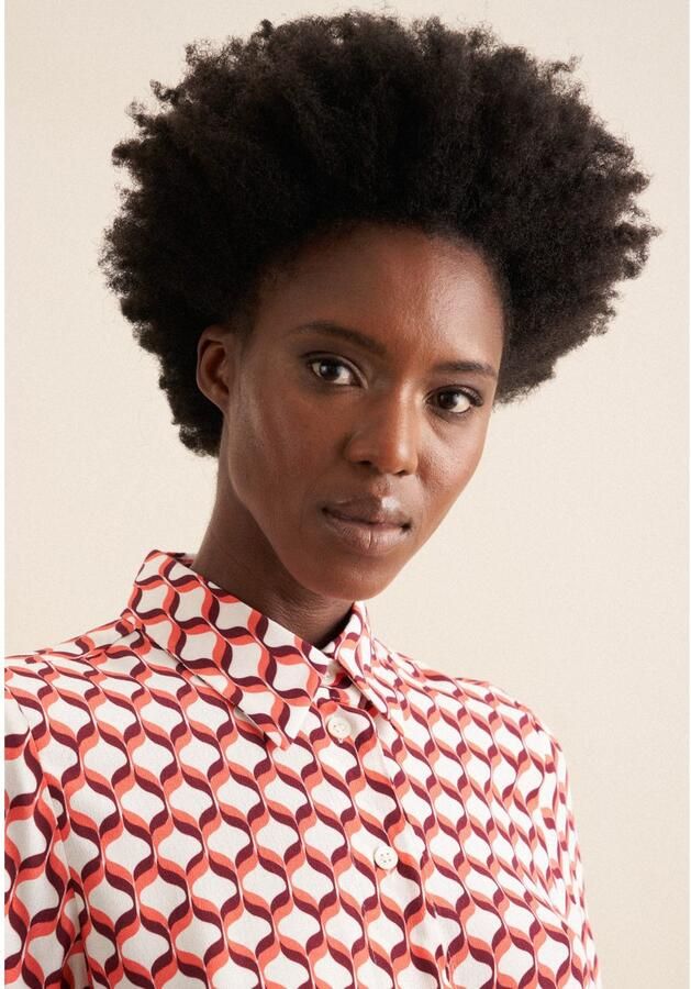 Seidensticker Overhemdblouse Zwarte roos Lange mouwen kraag geometrische motieven - Foto 3