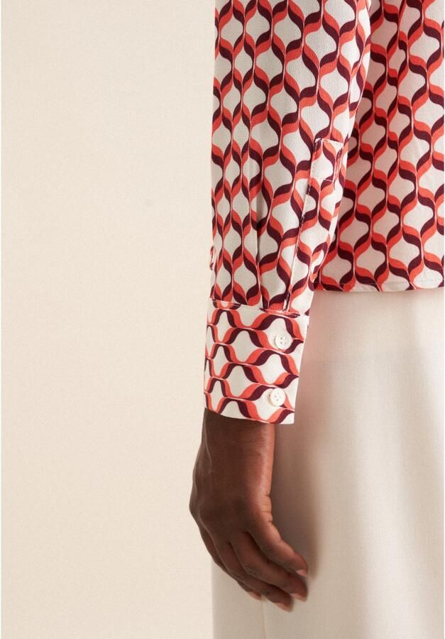 Seidensticker Overhemdblouse Zwarte roos Lange mouwen kraag geometrische motieven - Foto 5
