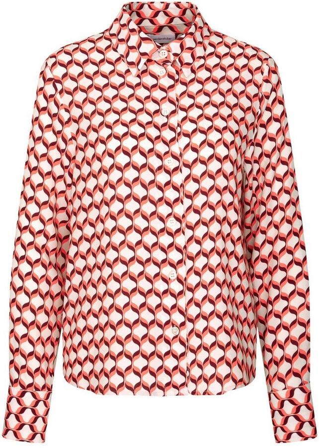 Seidensticker Overhemdblouse Zwarte roos Lange mouwen kraag geometrische motieven