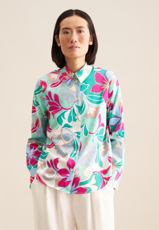 Seidensticker Overhemdblouse Zwarte roos Lange mouwen kraag in bloemmotief - Foto 7