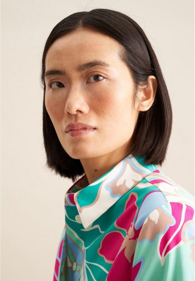 Seidensticker Overhemdblouse Zwarte roos Lange mouwen kraag in bloemmotief - Foto 4