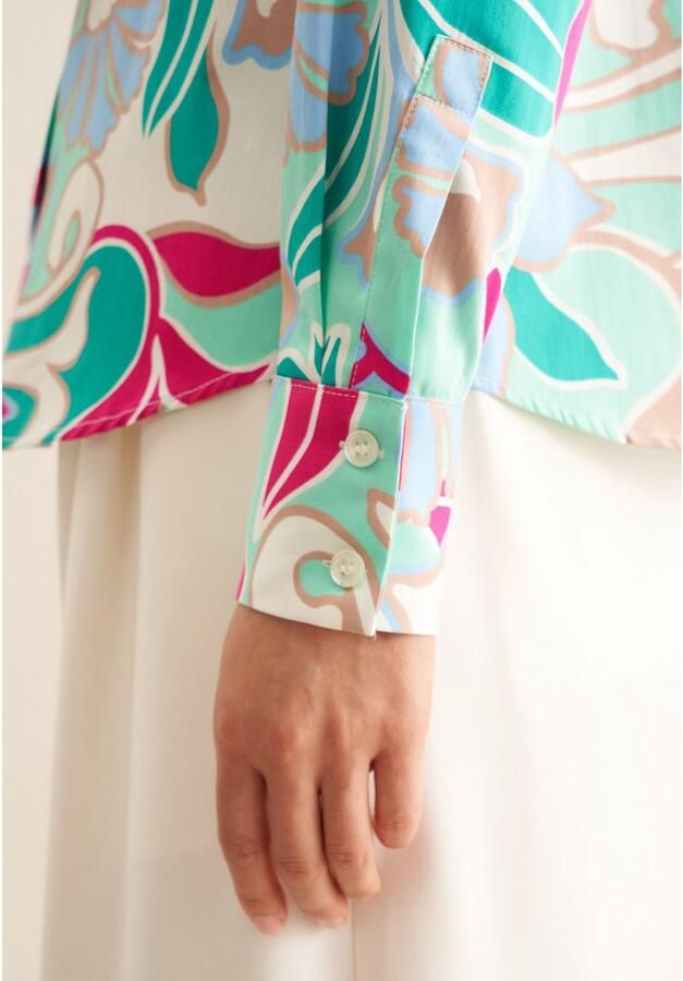 Seidensticker Overhemdblouse Zwarte roos Lange mouwen kraag in bloemmotief - Foto 3