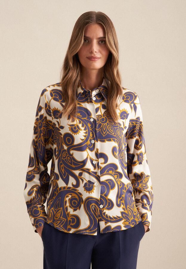 Seidensticker Overhemdblouse Zwarte roos Lange mouwen kraag paisley - Foto 8