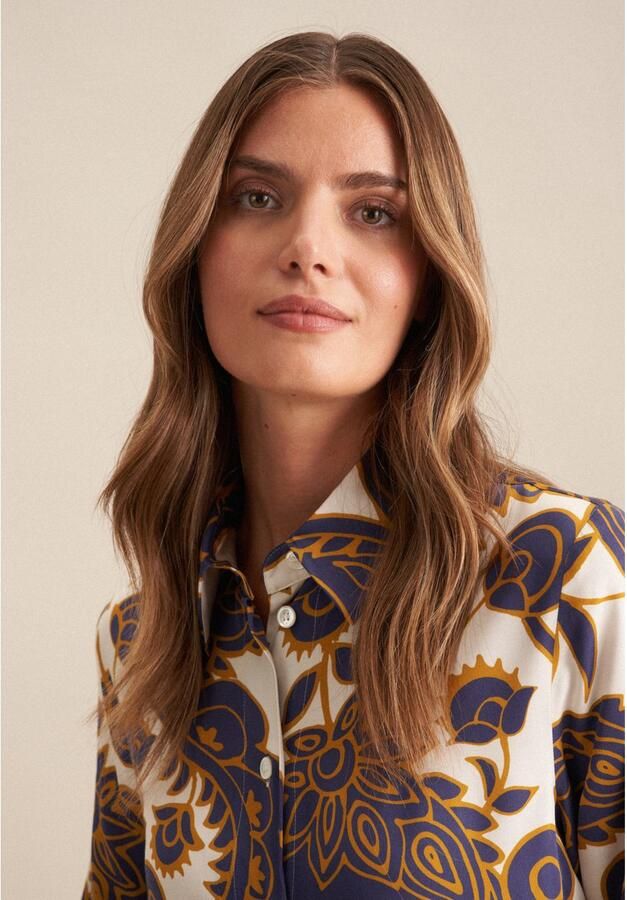 Seidensticker Overhemdblouse Zwarte roos Lange mouwen kraag paisley - Foto 3