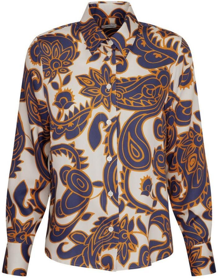 Seidensticker Overhemdblouse Zwarte roos Lange mouwen kraag paisley