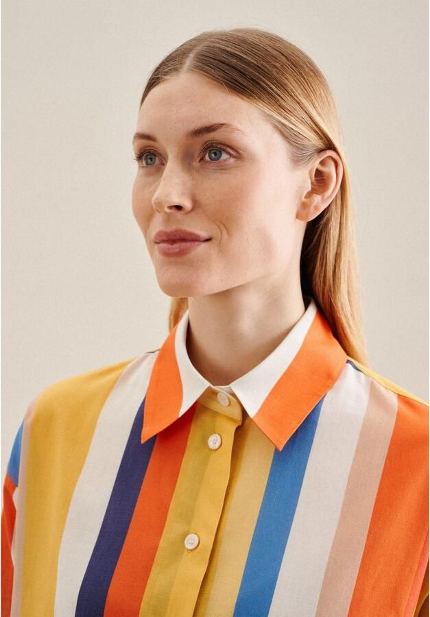 Seidensticker Overhemdblouse Zwarte roos Lange mouwen kraag print - Foto 8