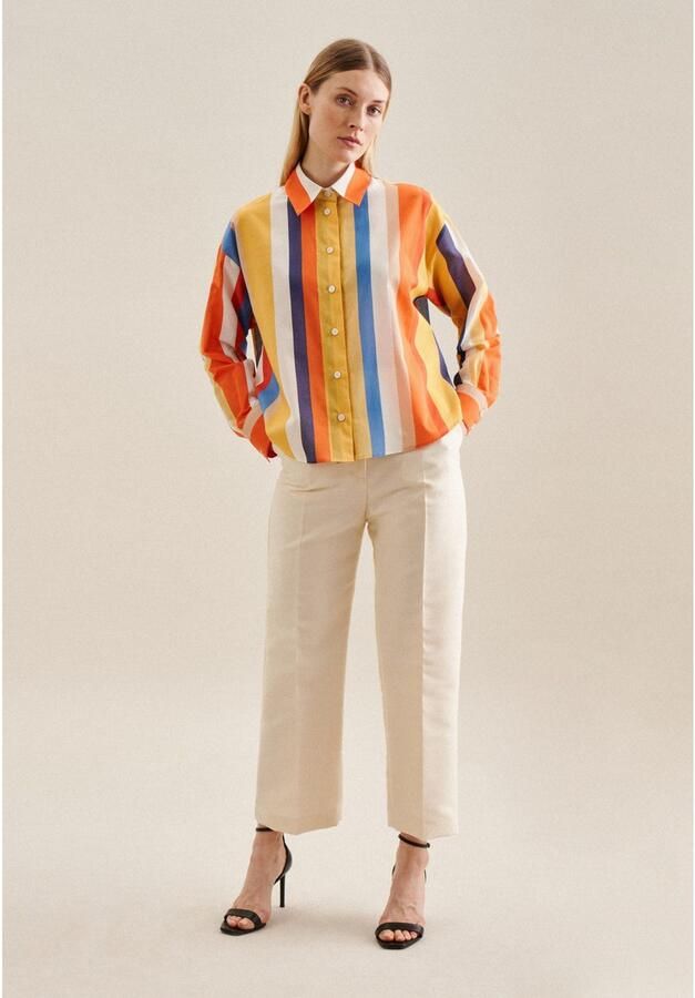 Seidensticker Overhemdblouse Zwarte roos Lange mouwen kraag print - Foto 3