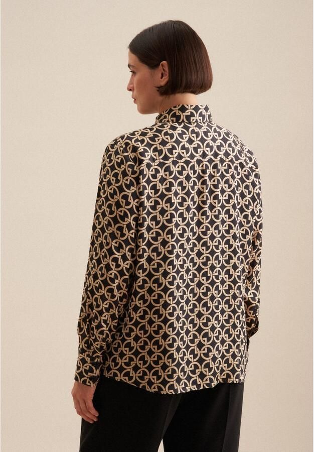 Seidensticker Overhemdblouse Zwarte roos Lange mouwen kraag print - Foto 6