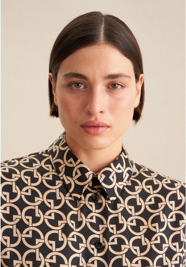 Seidensticker Overhemdblouse Zwarte roos Lange mouwen kraag print - Foto 2