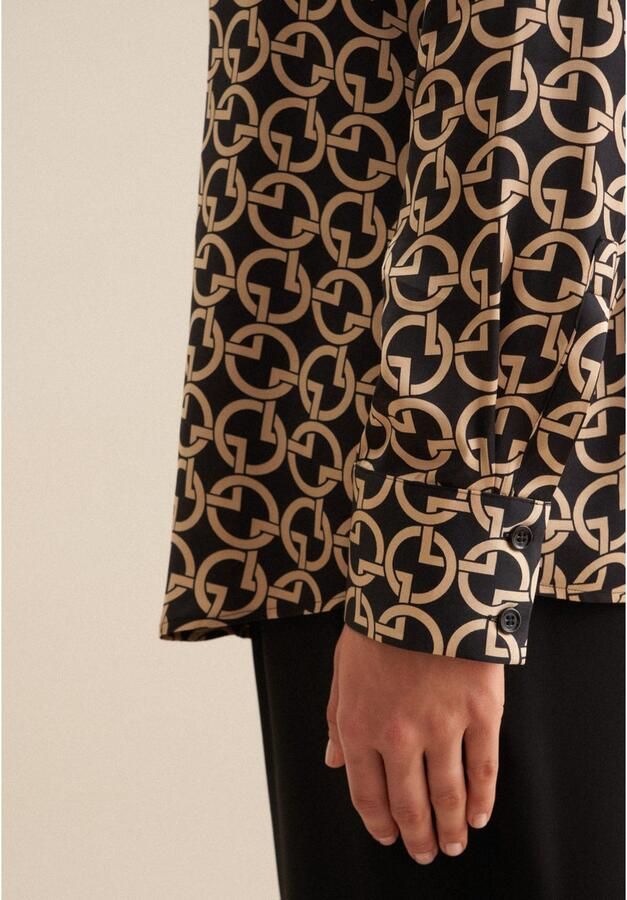 Seidensticker Overhemdblouse Zwarte roos Lange mouwen kraag print - Foto 3