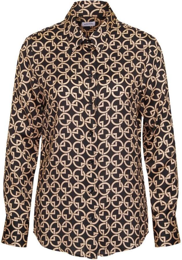 Seidensticker Overhemdblouse Zwarte roos Lange mouwen kraag print