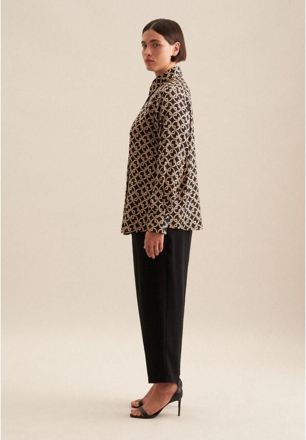 Seidensticker Overhemdblouse Zwarte roos Lange mouwen kraag print - Foto 5