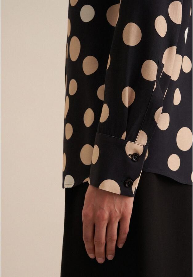 Seidensticker Overhemdblouse Zwarte roos Lange mouwen kraag print - Foto 2