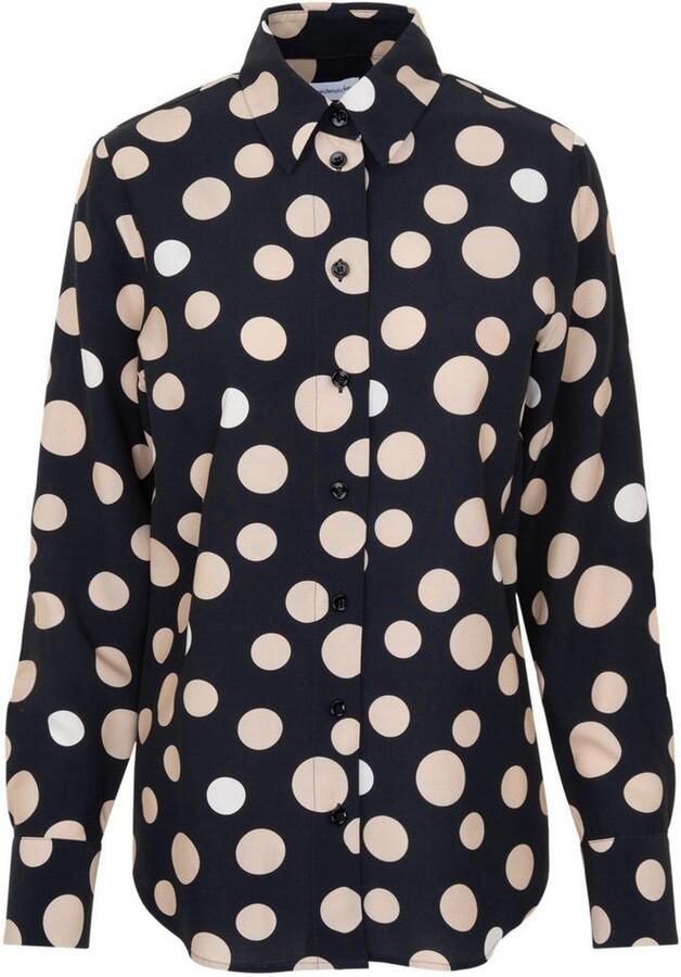 Seidensticker Overhemdblouse Zwarte roos Lange mouwen kraag print