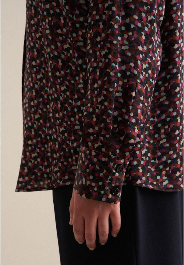 Seidensticker Overhemdblouse Zwarte roos Lange mouwen kraag print - Foto 2