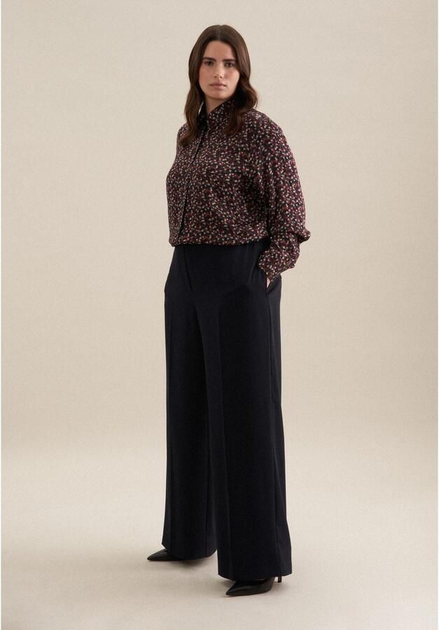 Seidensticker Overhemdblouse Zwarte roos Lange mouwen kraag print - Foto 3