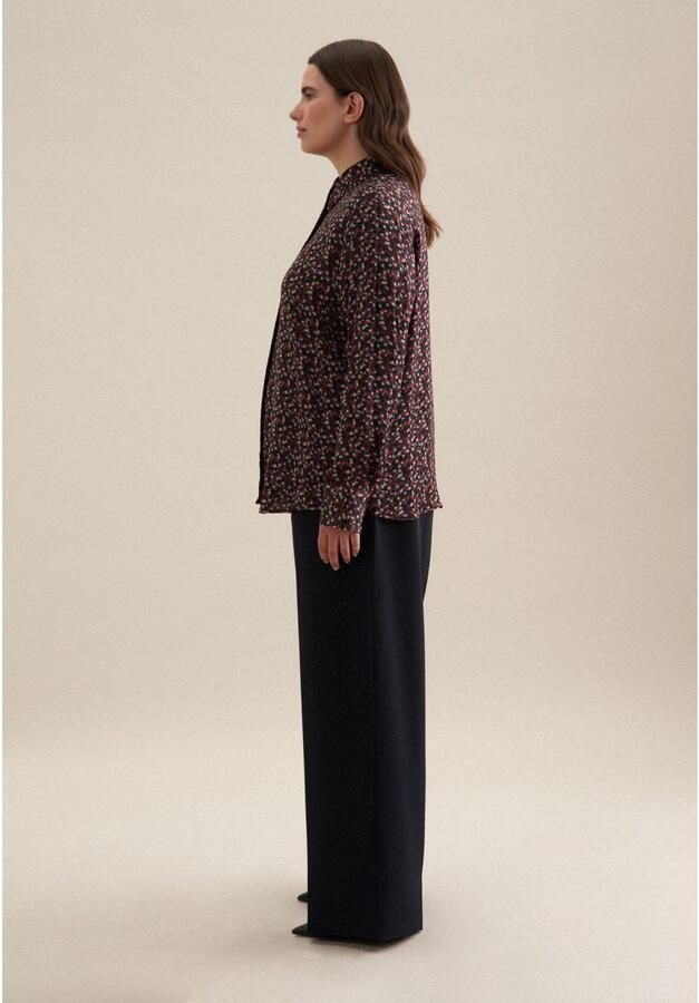 Seidensticker Overhemdblouse Zwarte roos Lange mouwen kraag print - Foto 4