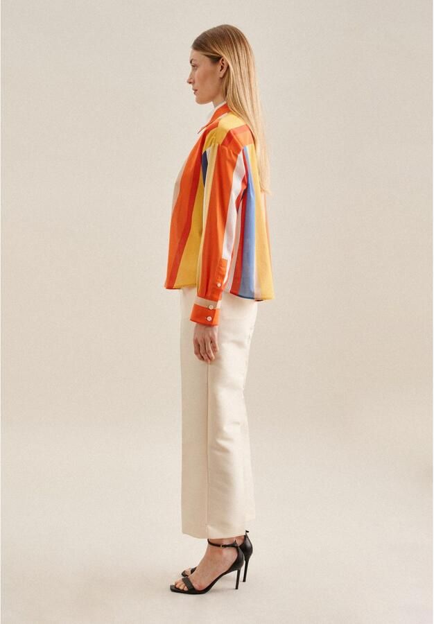 Seidensticker Overhemdblouse Zwarte roos Lange mouwen kraag print - Foto 4