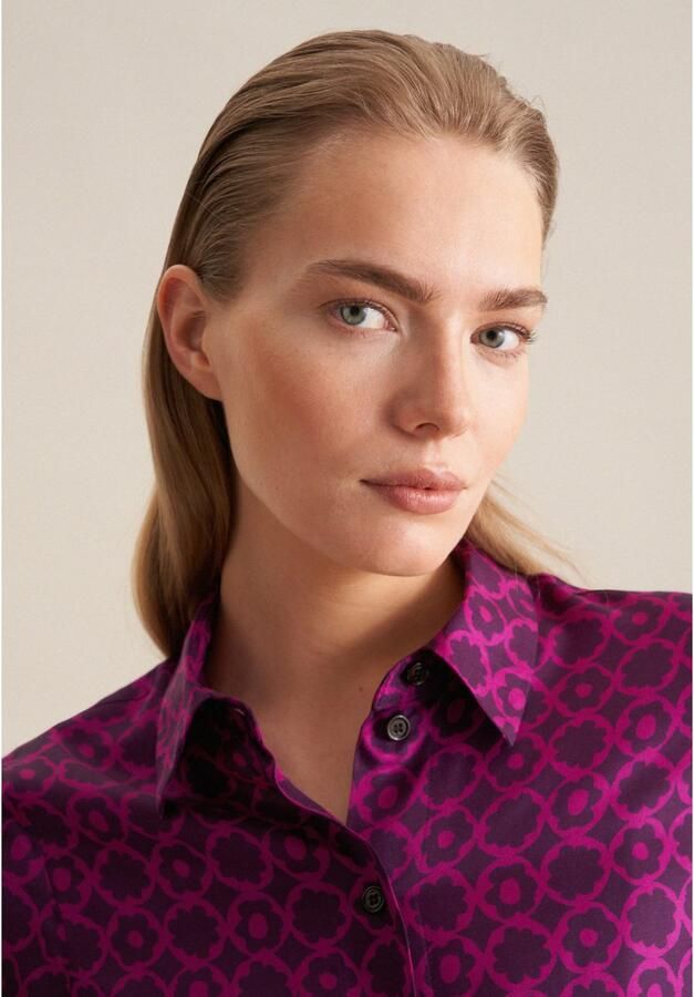 Seidensticker Overhemdblouse Zwarte roos Lange mouwen kraag print - Foto 2