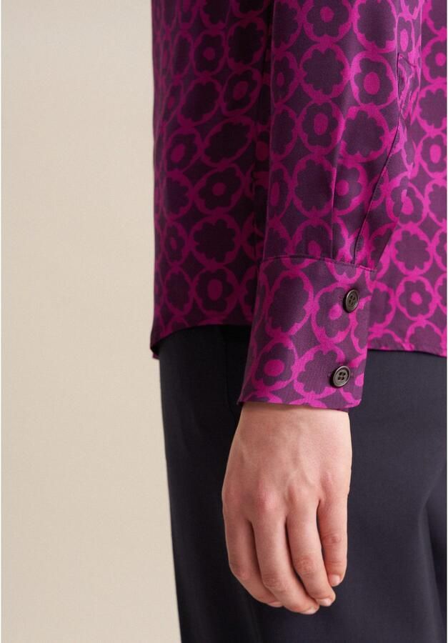 Seidensticker Overhemdblouse Zwarte roos Lange mouwen kraag print - Foto 3