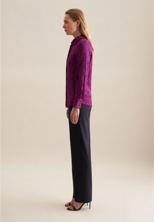 Seidensticker Overhemdblouse Zwarte roos Lange mouwen kraag print - Foto 5