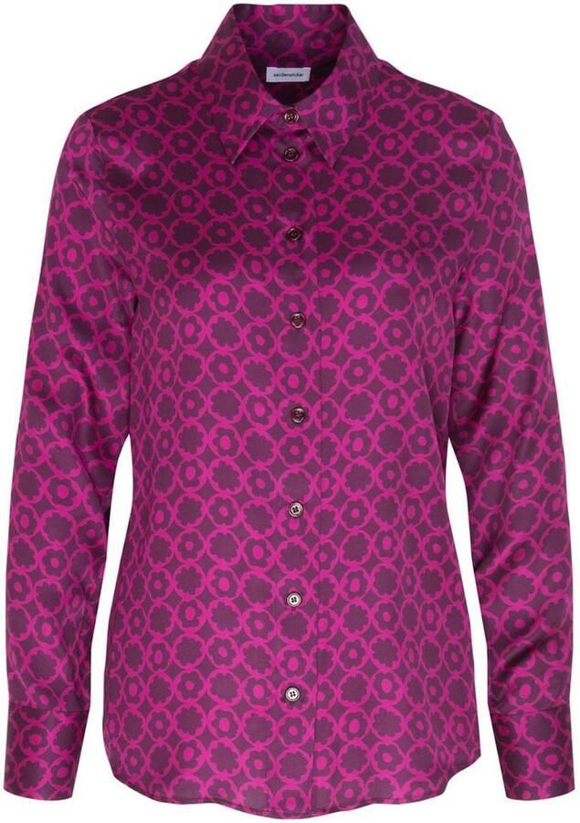 Seidensticker Overhemdblouse Zwarte roos Lange mouwen kraag print