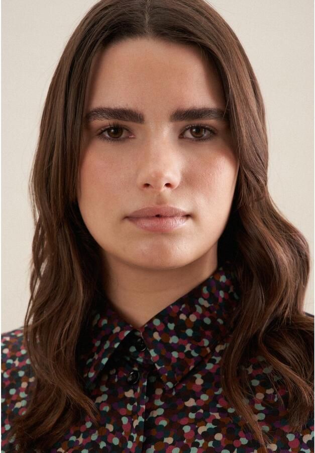 Seidensticker Overhemdblouse Zwarte roos Lange mouwen kraag print - Foto 5