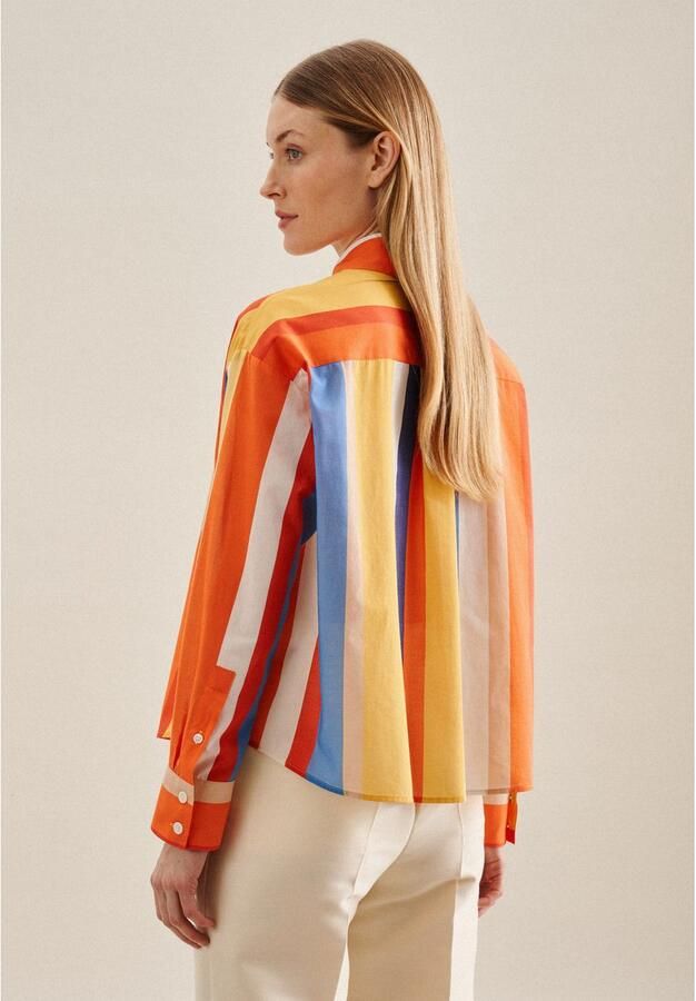 Seidensticker Overhemdblouse Zwarte roos Lange mouwen kraag print - Foto 5