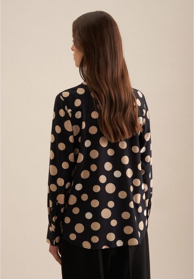 Seidensticker Overhemdblouse Zwarte roos Lange mouwen kraag print - Foto 5