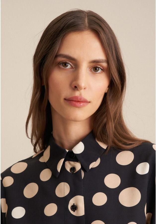 Seidensticker Overhemdblouse Zwarte roos Lange mouwen kraag print - Foto 3