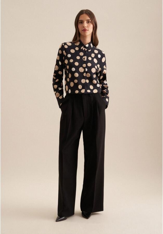 Seidensticker Overhemdblouse Zwarte roos Lange mouwen kraag print - Foto 4