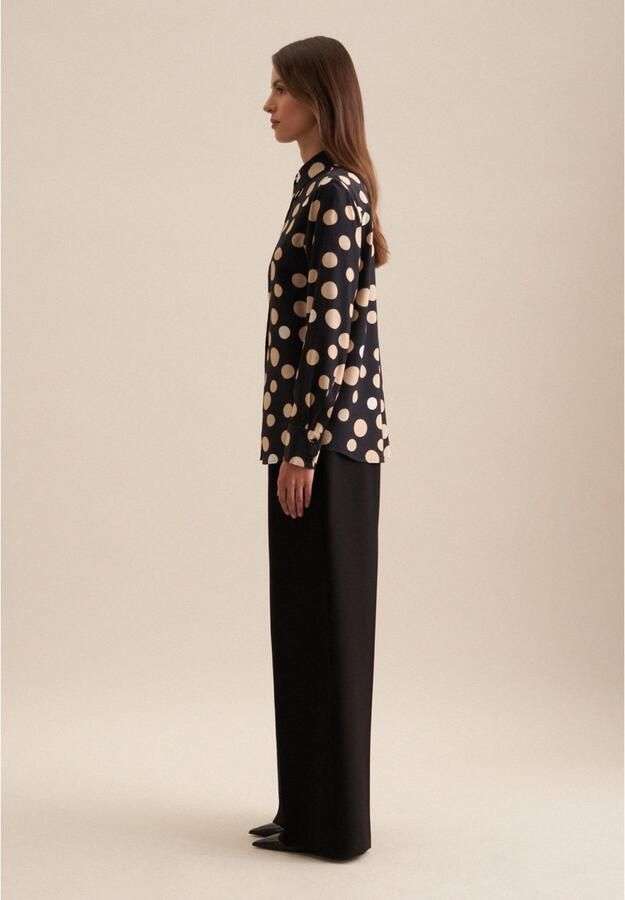 Seidensticker Overhemdblouse Zwarte roos Lange mouwen kraag print - Foto 6