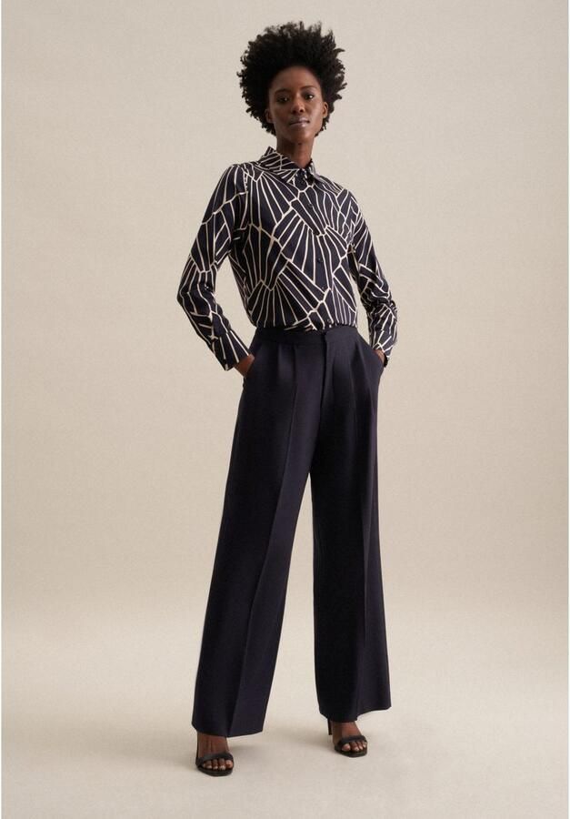 Seidensticker Overhemdblouse Zwarte roos Lange mouwen kraag print - Foto 6