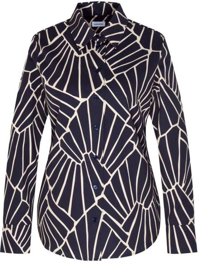 Seidensticker Overhemdblouse Zwarte roos Lange mouwen kraag print